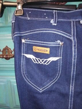 Gitano Dark Blue Straight Leg Jeans with White Stitching